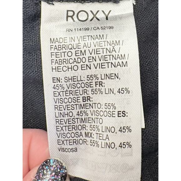 Roxy Women’s Black Linen Blend Wide Leg Pants Size XL Lightweight Breathable - Picture 6 of 6